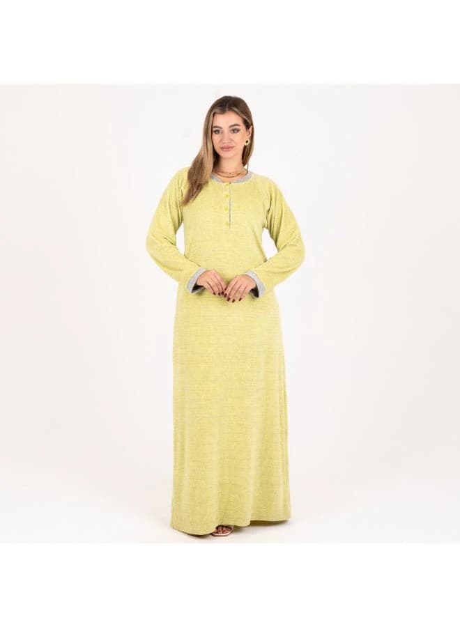 ZECOTEX Velvet Stretch Long Home Dress Soft Yellow