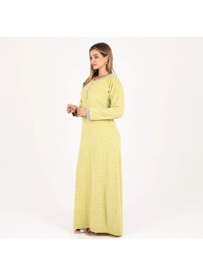 ZECOTEX Velvet Stretch Long Home Dress Soft Yellow