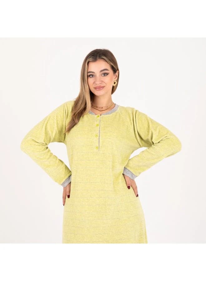 ZECOTEX Velvet Stretch Long Home Dress Soft Yellow