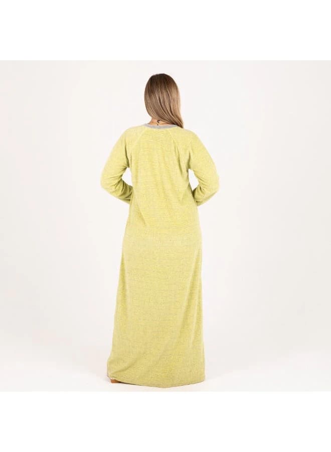 ZECOTEX Velvet Stretch Long Home Dress Soft Yellow