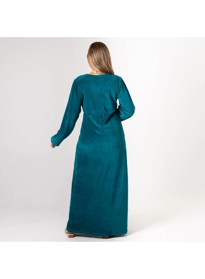 ZECOTEX Green Velvet Embroidered Abaya Full Length