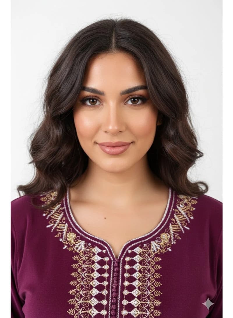 ZECOTEX Luxury Embroidered Velvet Moroccan Kaftan Jalabiya