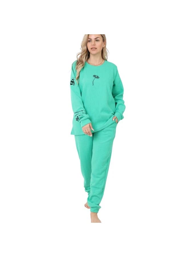 Premium Ribbed Lounge Set with Minimalist Daisy Bee Embroidery