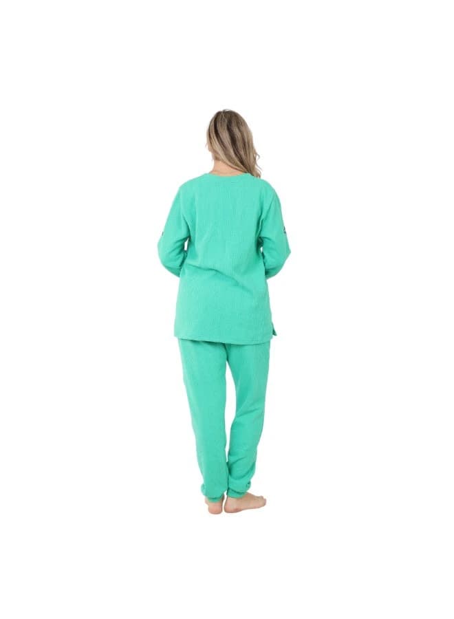 Premium Ribbed Lounge Set with Minimalist Daisy Bee Embroidery