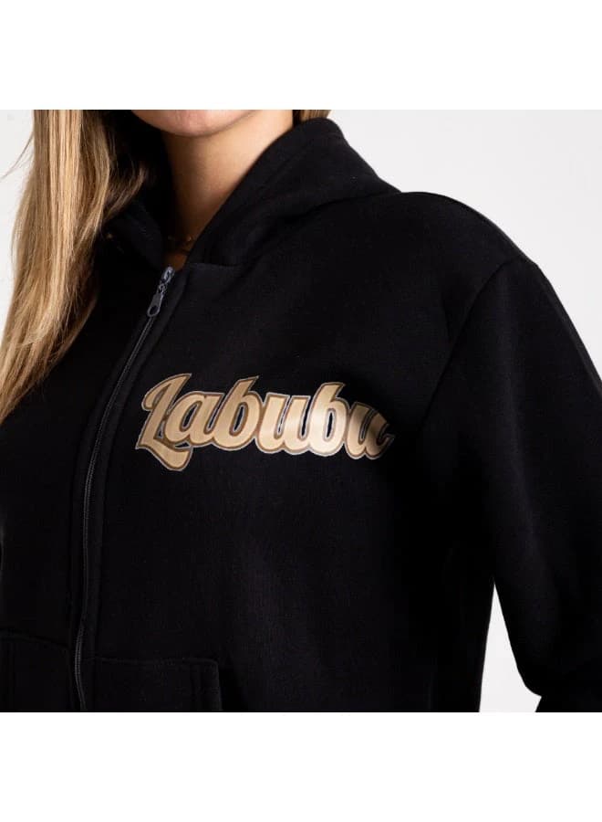 Labubu Winter Fleece Tracksuit with Hood and Zipper Graphic Print
