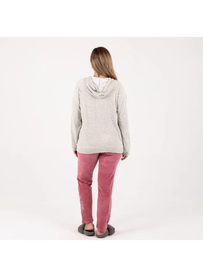 Women’s Winter Velour Hoodie Set with Zip‑Up Jacket and Lounge Pants