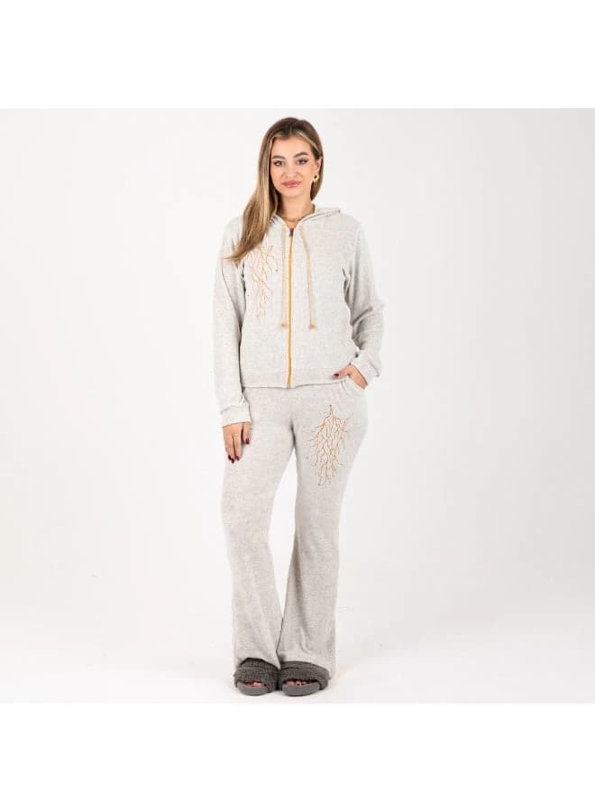 Luxury Velvet Tracksuit with Bootcut Flare Pants & Full‑Zip Hoodie