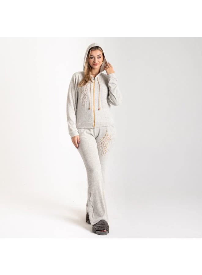 Luxury Velvet Tracksuit with Bootcut Flare Pants & Full‑Zip Hoodie