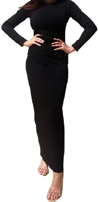 Women's Long Black Wrap Dress