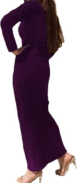 Women's Cotton Long Sleeve Dress Purple