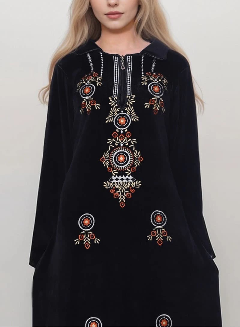 ZECOTEX Embroidered Long Nightgown