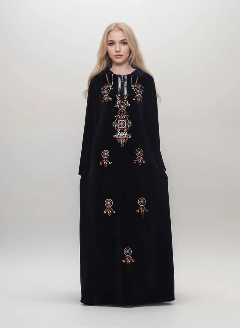 ZECOTEX Embroidered Long Nightgown