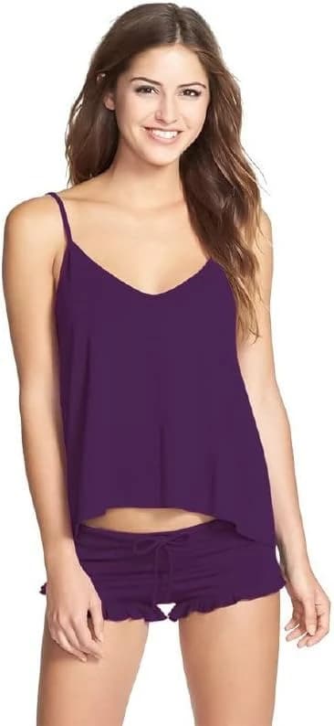 Purple Cotton Top and Shorts Sleepwear Set