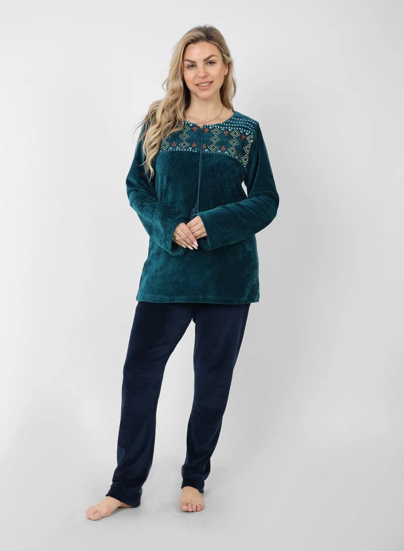 Velvet Pajamas with Exquisite Embroidery