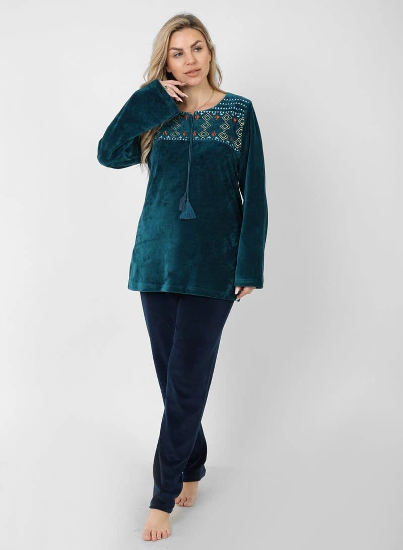 Velvet Pajamas with Exquisite Embroidery