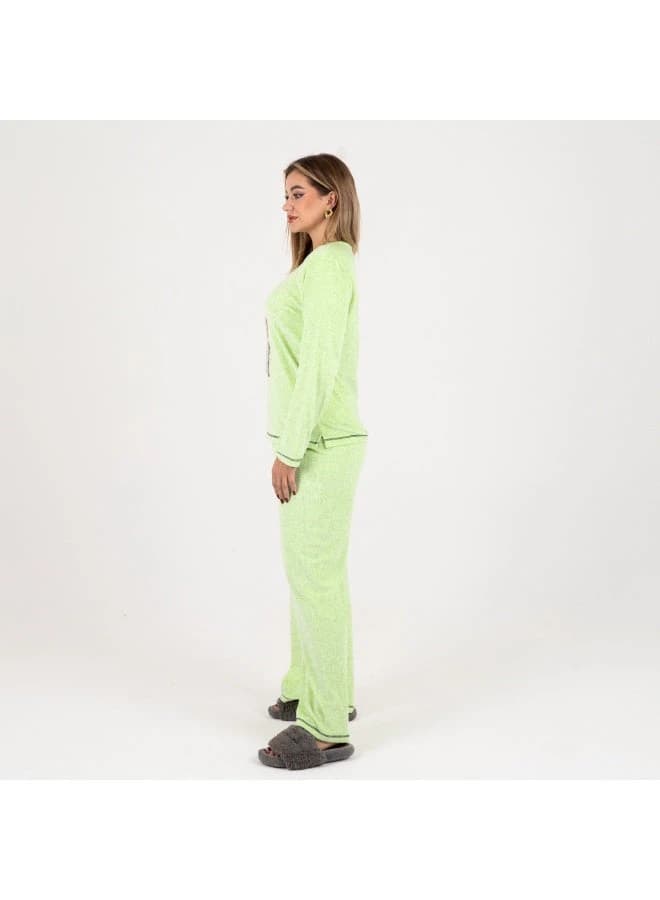 Women's 2‑Piece Winter Pajama Set – Soft Plush Fleece with Rabbit Print