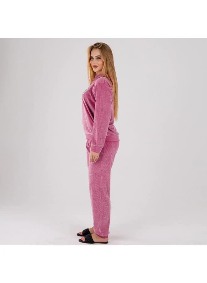 Women's Cozy Velour Fleece Loungewear Pajama Set – Hoodie & Trousers