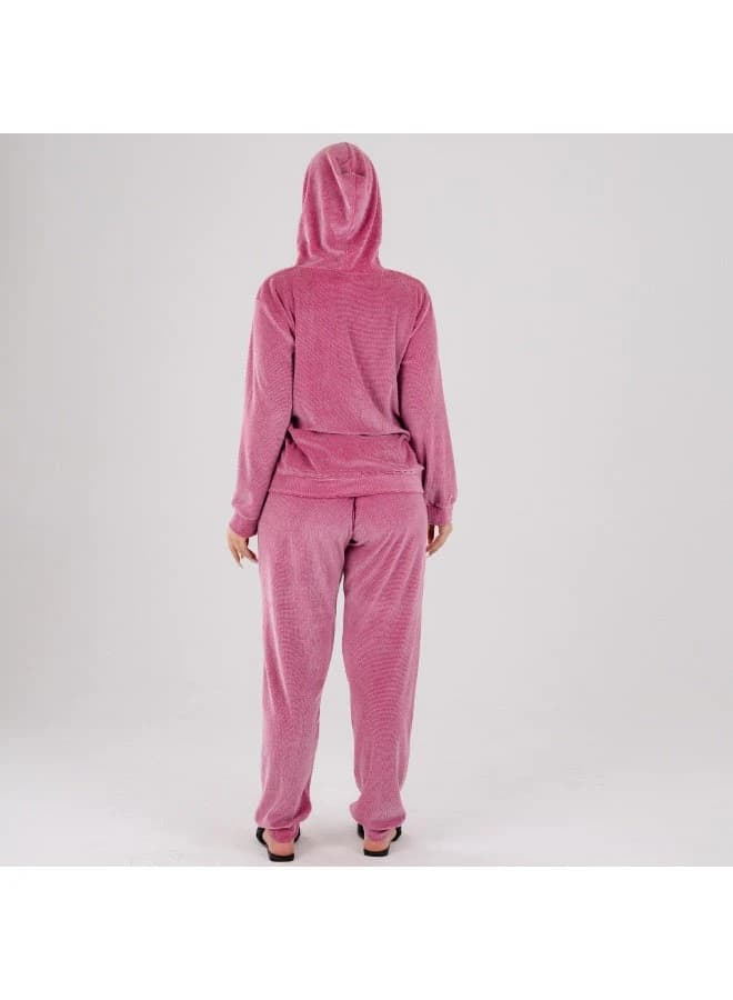 Women's Cozy Velour Fleece Loungewear Pajama Set – Hoodie & Trousers