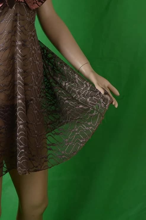 Brown BabyDoll Lace and Sequin Hem Lingerie