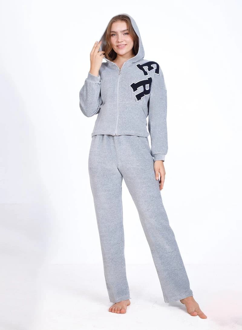 Women's Distinctive Winter Pajamas 8041 – Cotton Velor Embroidered Set