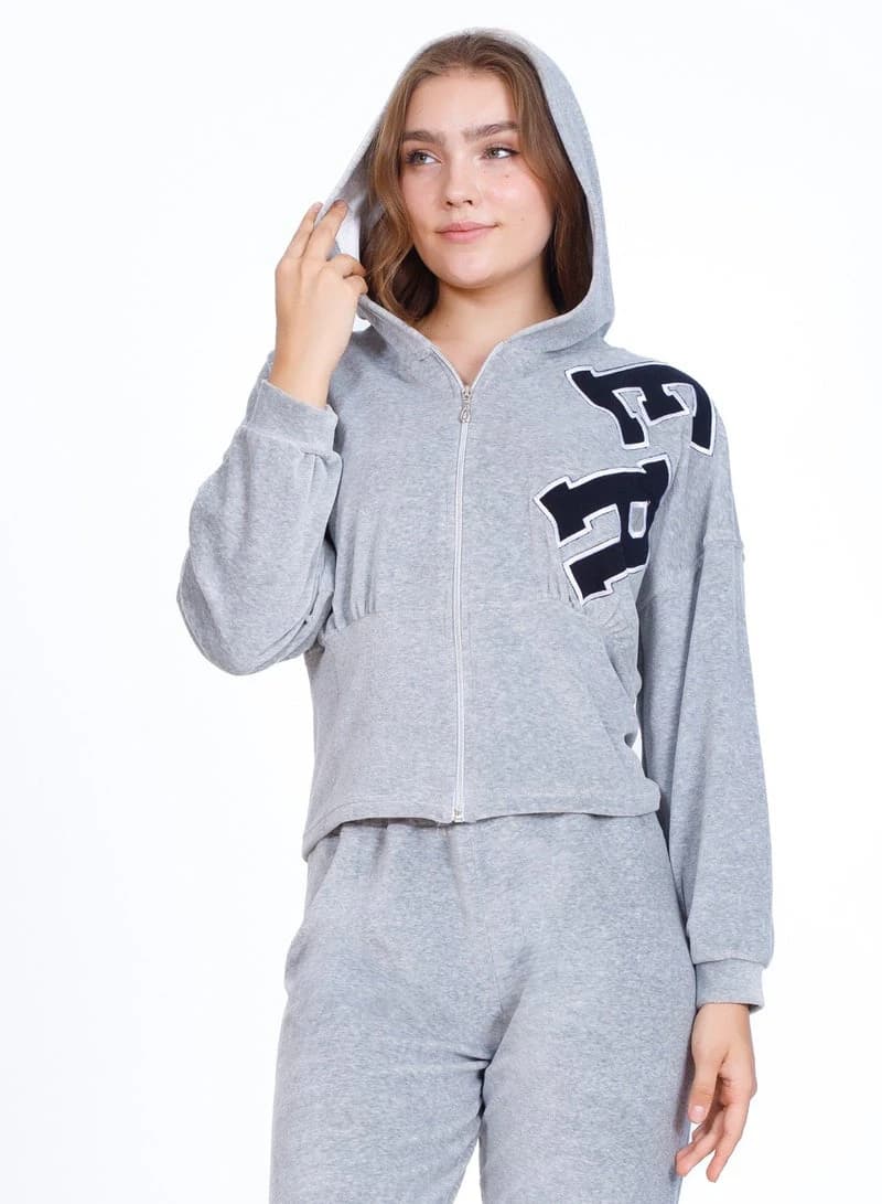 Women's Distinctive Winter Pajamas 8041 – Cotton Velor Embroidered Set