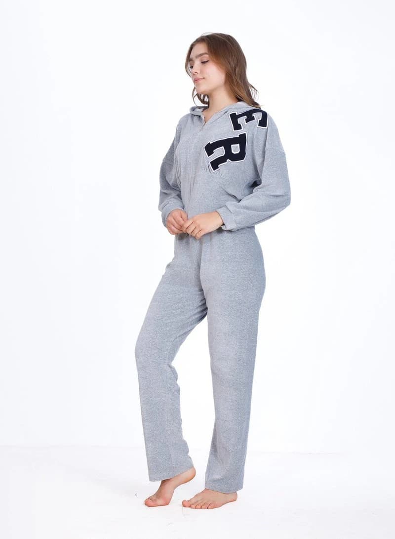 Women's Distinctive Winter Pajamas 8041 – Cotton Velor Embroidered Set