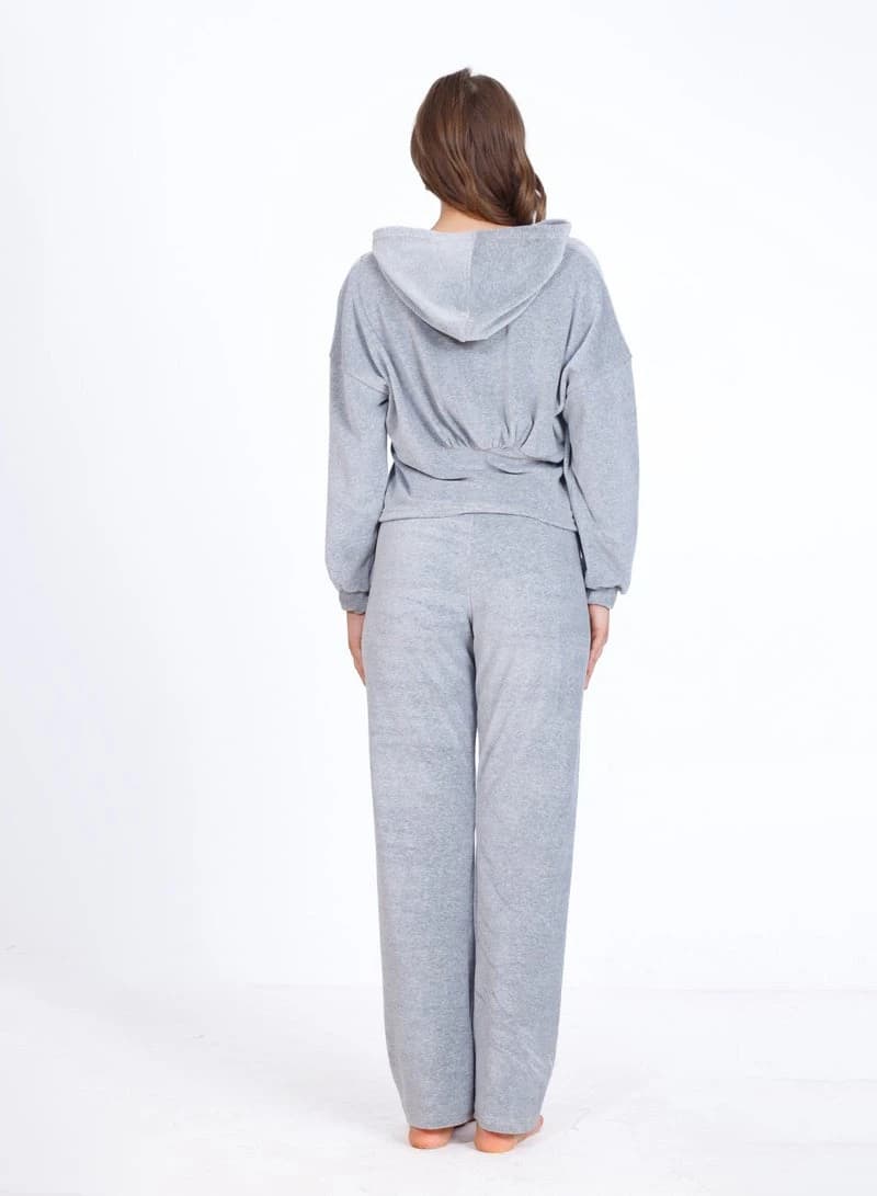 Women's Distinctive Winter Pajamas 8041 – Cotton Velor Embroidered Set