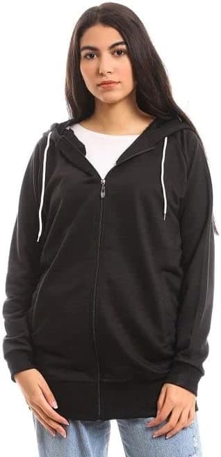 Milton Women’s Black Cotton Zip Hoodie
