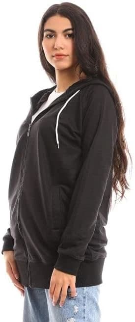 Milton Women’s Black Cotton Zip Hoodie