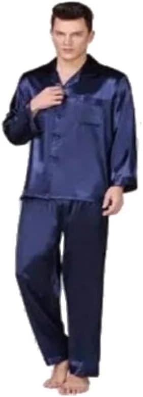 Men's Satin Pajama with Buttons and Long Sleeves