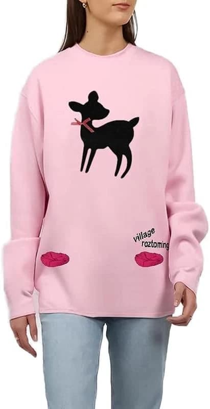 Women Cotton Sweatshirt – T-Rose Color – One Size