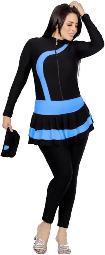 Legit Salbots One-Piece Swimsuit with Hoodie & Pocket – Sky