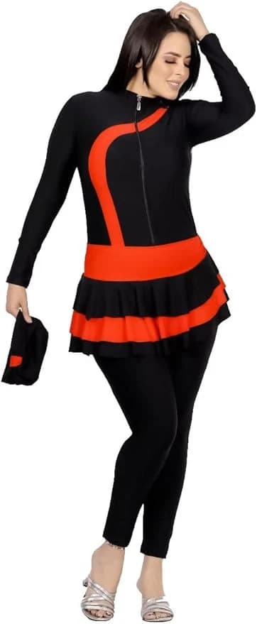 Legit Salbots One-Piece Swimsuit with Hoodie & Pocket – Red