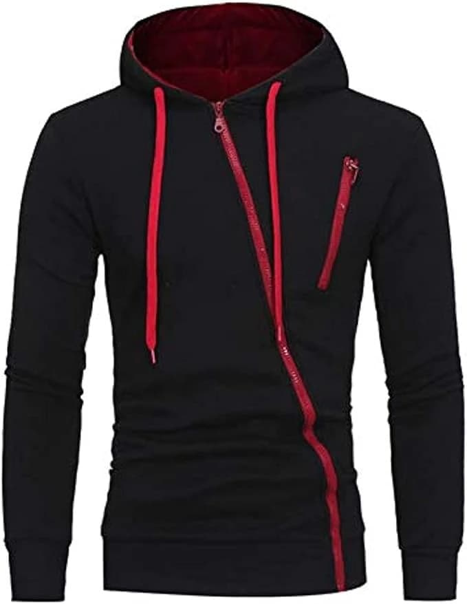  Hoodies Drawstring Oblique Zipper Cardigan Hooded Sweatshirt