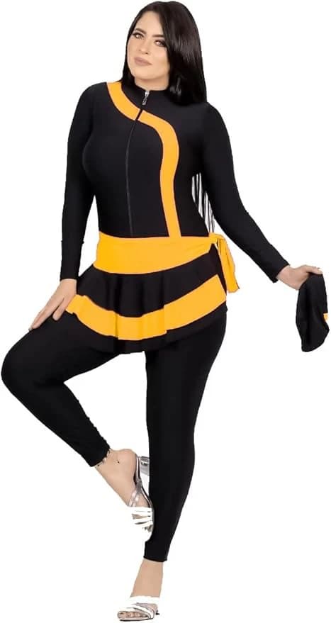 Legit Salbots One-Piece Swimsuit with Hoodie & Pocket – Yellow