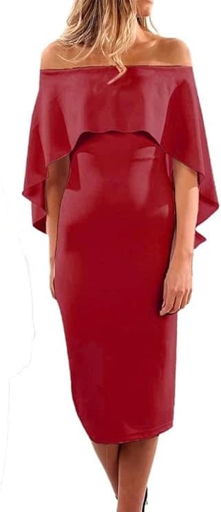 Women’s Wine Fan Cut Dress – Elegant & Stylish