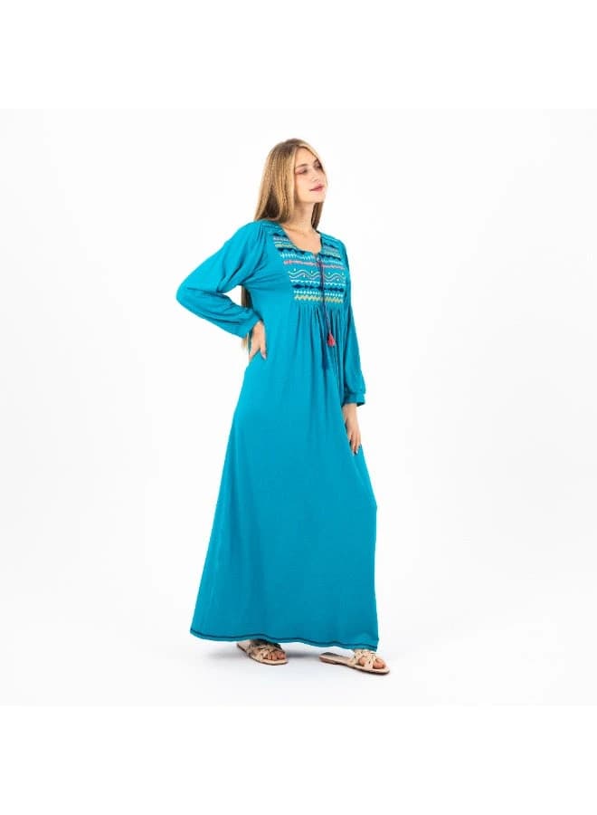 Women's Classic Embroidered Viscose Abaya – Long Sleeve Elegant Nightgown