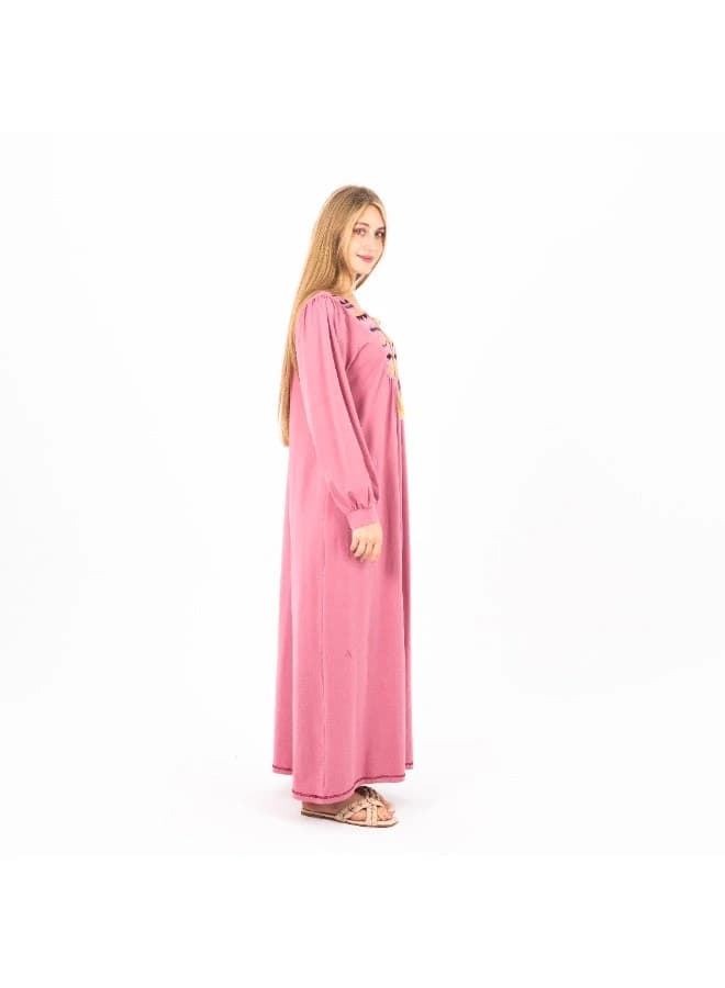 Women's Classic Embroidered Viscose Abaya – Long Sleeve Elegant Nightgown