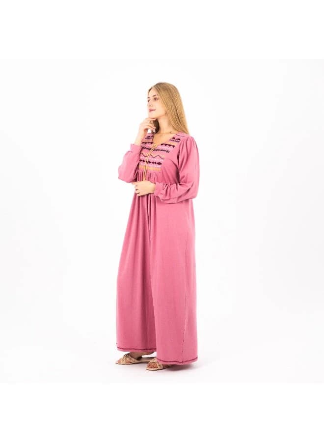 Women's Classic Embroidered Viscose Abaya – Long Sleeve Elegant Nightgown