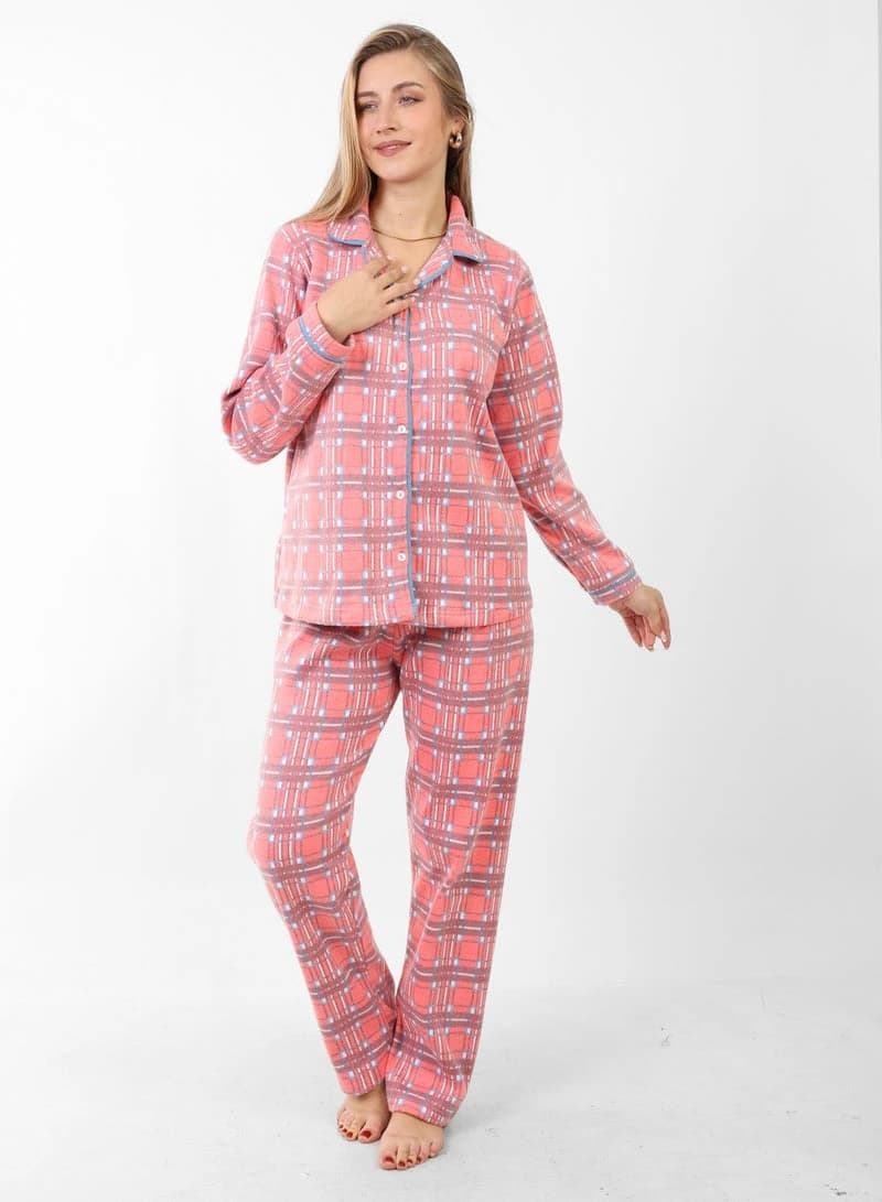 Women's Printed Fular Pajama – Button Decor & Chic Design
