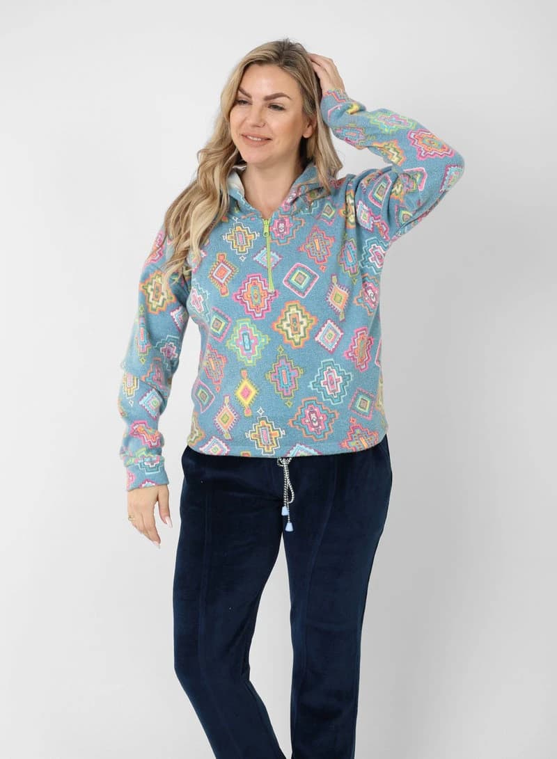 Women's Colorful Foulard Pajamas – Printed Foulard Top & Pants