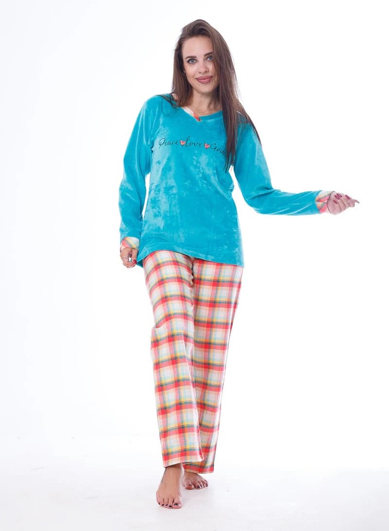 Women's Winter Pajamas – Cozy Long Sleeve Top & Full‑Length Pants