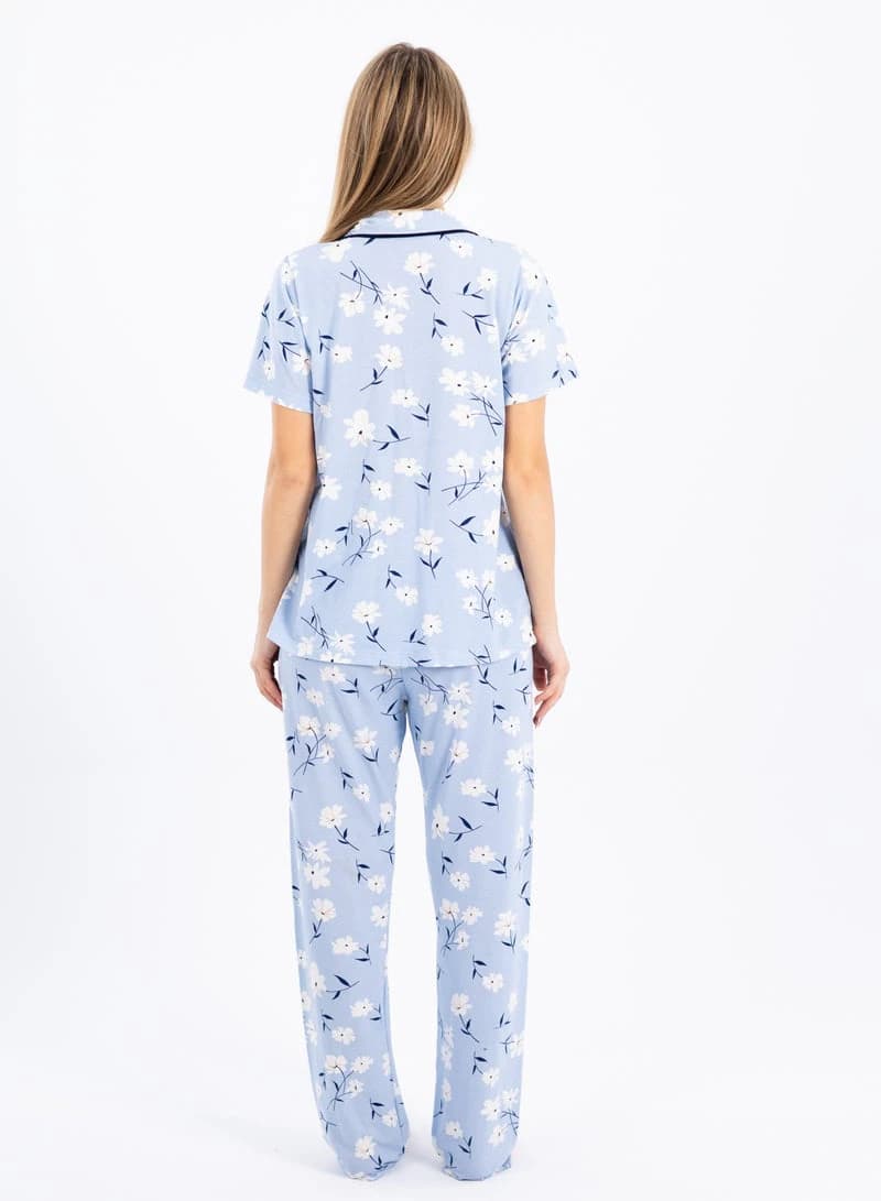 Women's Classic Pajama Set – Soft Ribbed Cotton Sleepwear Two‑Piece