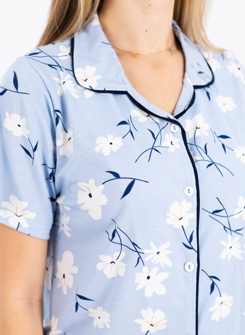 Women's Classic Pajama Set – Soft Ribbed Cotton Sleepwear Two‑Piece