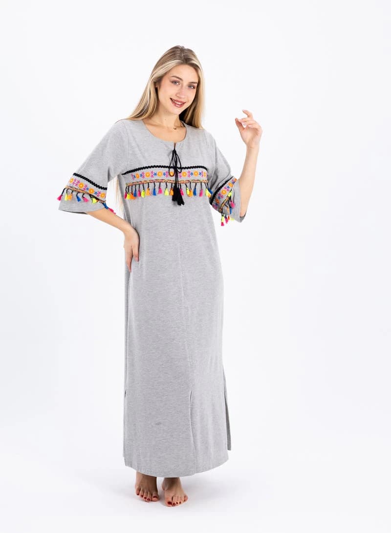 Women's Summer Maxi Abaya Nightgown – Elegant Lightweight Cotton Maxi Dress