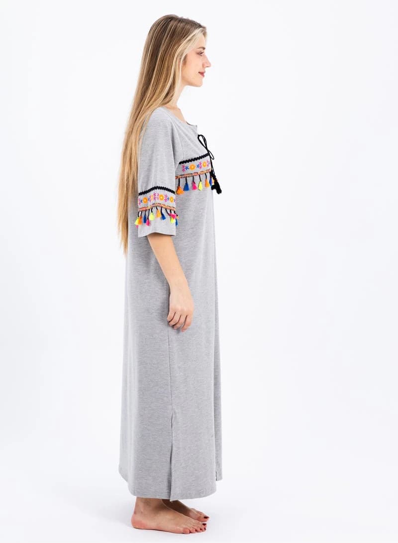 Women's Summer Maxi Abaya Nightgown – Elegant Lightweight Cotton Maxi Dress