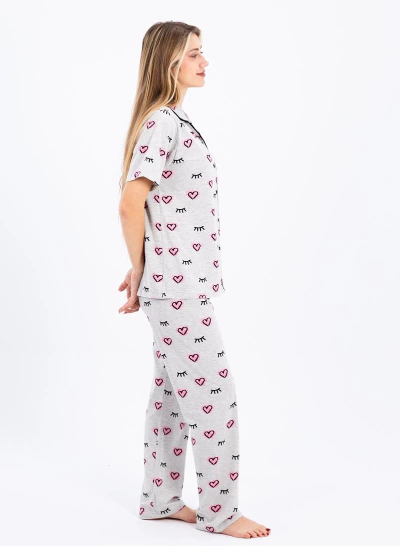 Women's Classic Pajama Set – Soft Ribbed Cotton Two‑Piece
