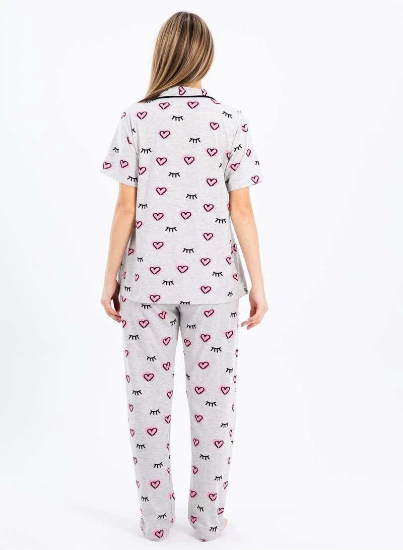 Women's Classic Pajama Set – Soft Ribbed Cotton Two‑Piece
