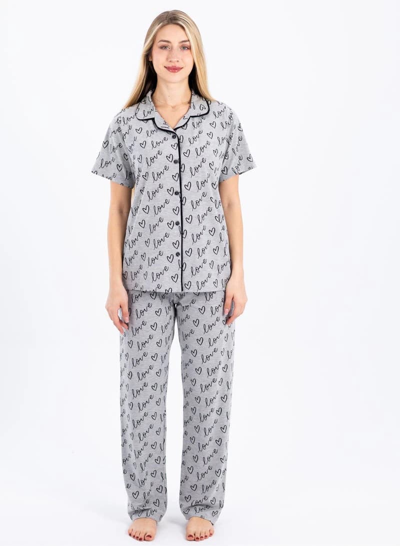Women's Classic Pajama Set – Soft Ribbed Cotton Two-Piece