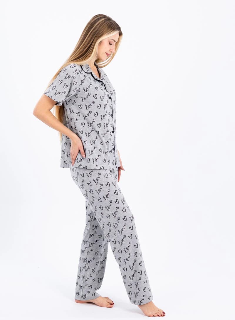 Women's Classic Pajama Set – Soft Ribbed Cotton Two-Piece